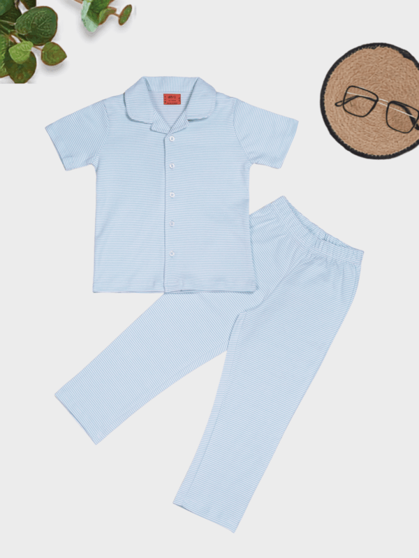 Blue Striped Cotton Nightdress for Girls | Soft & Comfortable Sleepwear
