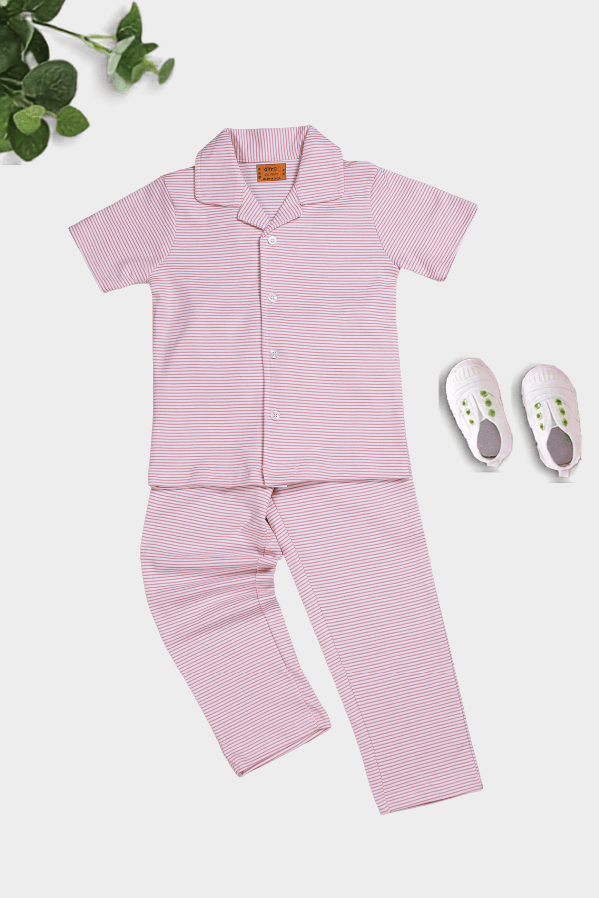 Pink Striped Cotton Nightdress for Girls | Soft & Comfortable Sleepwear