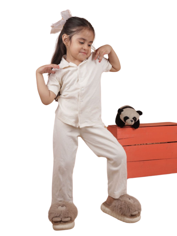 yellow cotton outfit with Cotton Nightdress Set print for kids by Difru – daily wear