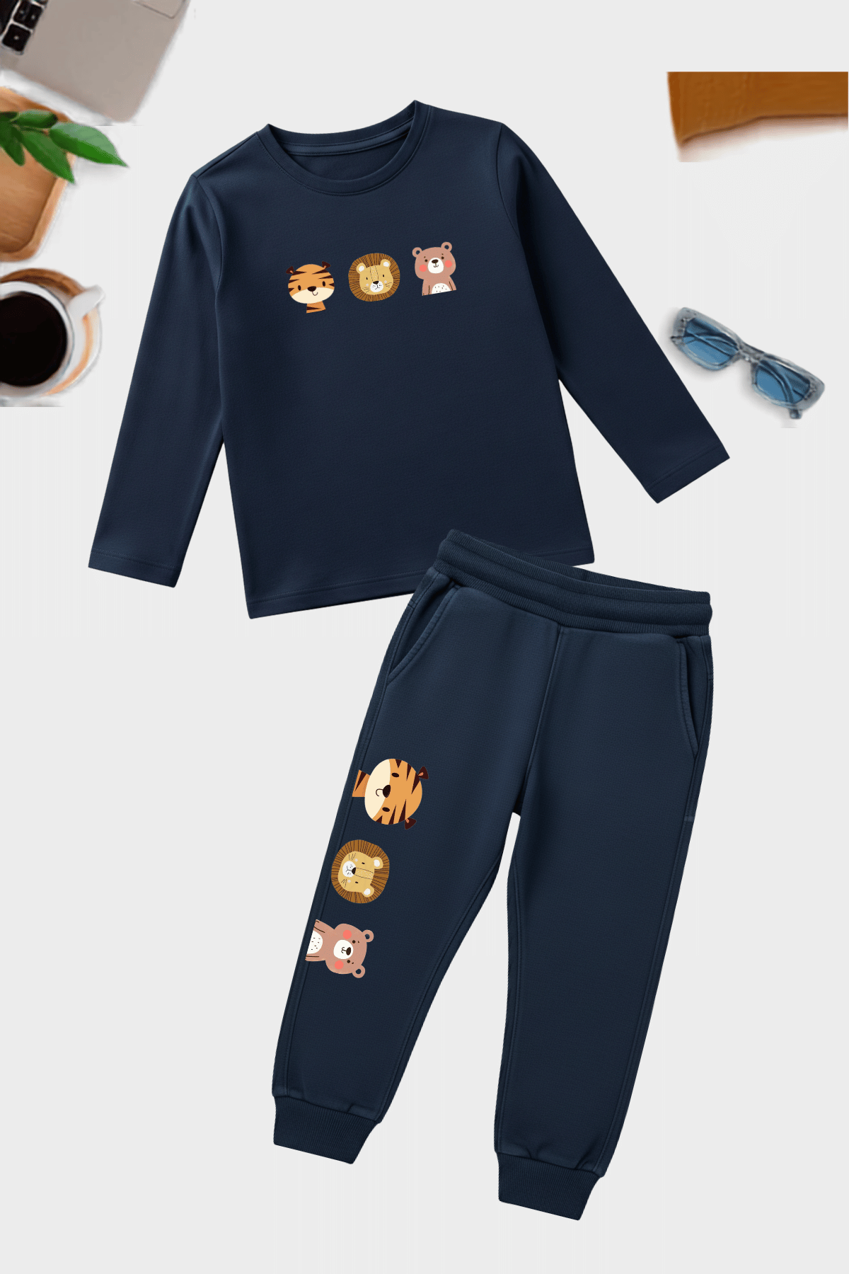 Unisex kids Tic Tac Roar dinosaur theme co-ord set made from soft cotton, featuring playful dino prints for everyday comfort.