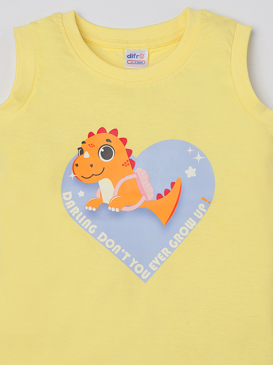 Sunny Heart Dino Tank – Yellow Sleeveless Top | Unisex - Image 3
