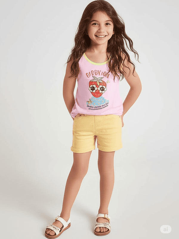 Pastel pink 100% cotton tank top with Berry Fun Sleeveless Tank print for toddlers by Difru