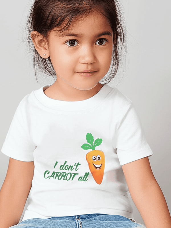 white cotton t-shirt with Don’t CARROT All T-shirt print for toddlers by Difru – daily wear