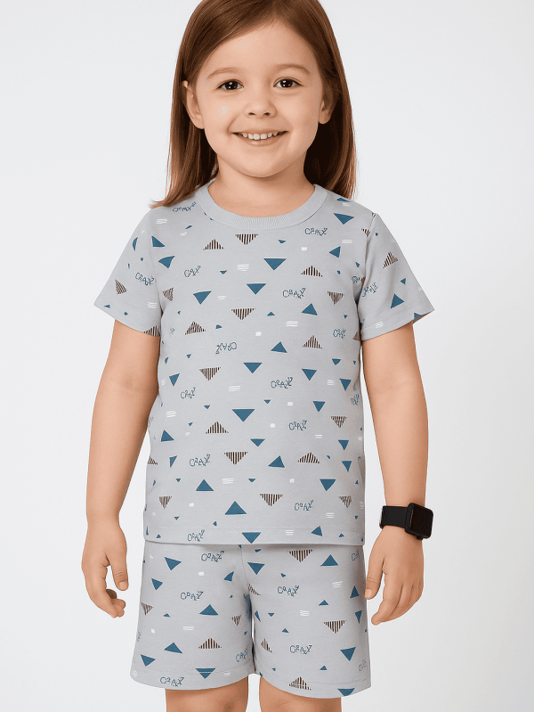 Grey breathable cotton co-ord set with Grey Mini Triangle Co-ord Set