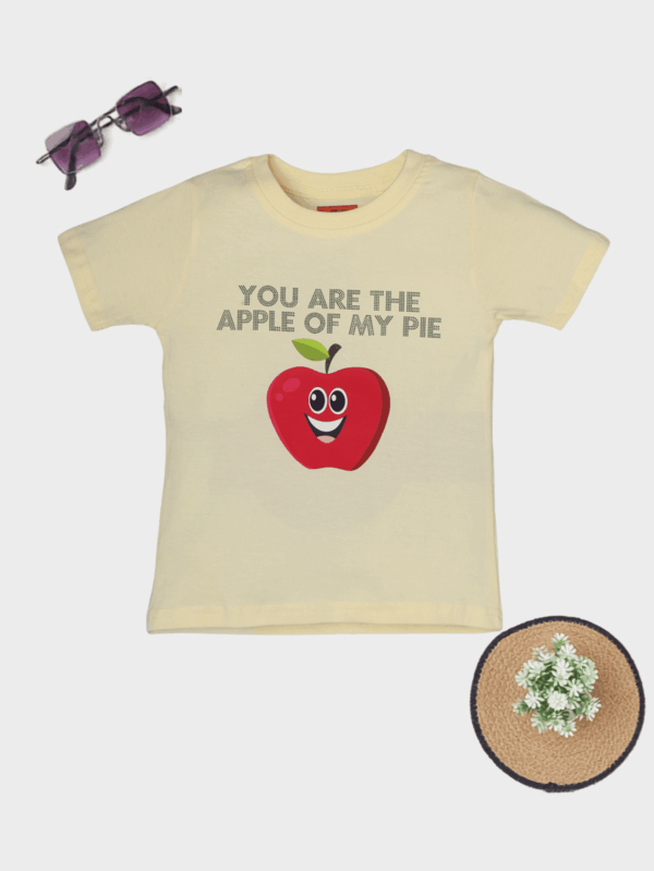 pple Theme Cotton T-Shirt for Kids | Soft & Comfortable Everyday Wear
