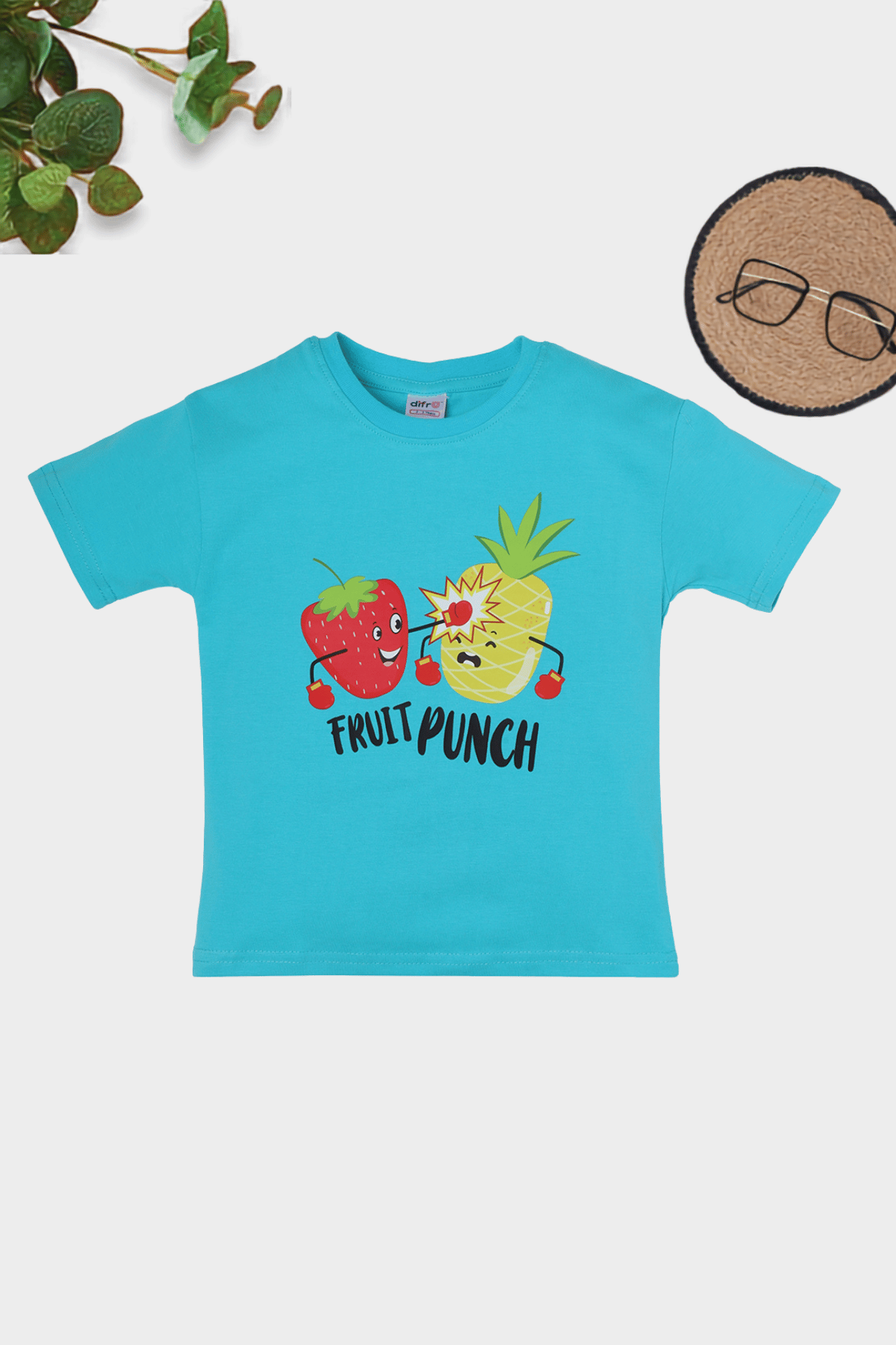 Kids Pineapple and Strawberry Print T-Shirt | Premium Cotton Casual Wea