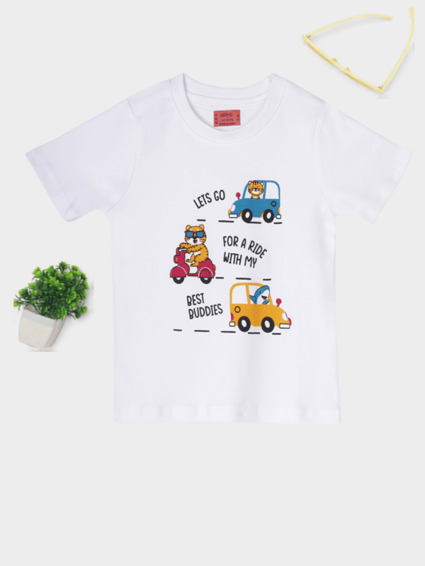 Let’s Go On Ride Cotton T-Shirt for Kids | Soft & Comfortable Everyday Wear
