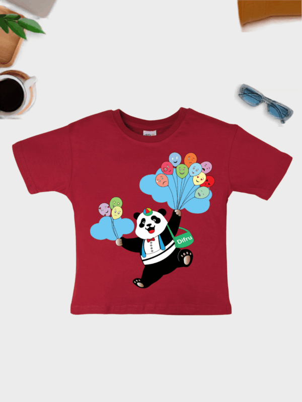 Panda Balloon Theme Cotton T-Shirt for Kids | Soft & Comfortable Everyday Wear