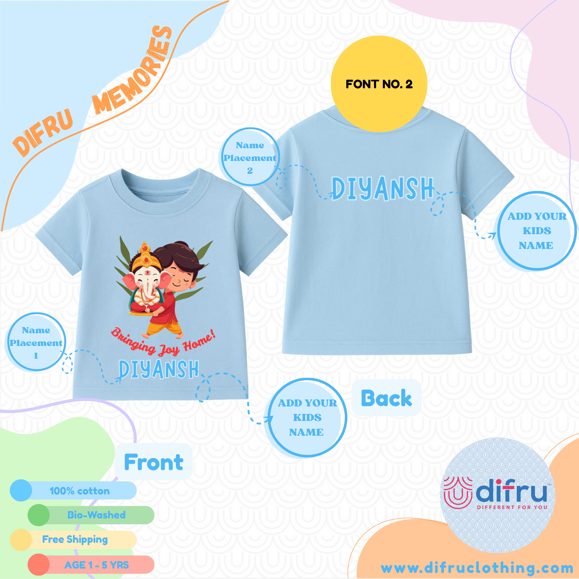 “Bringing Joy Home!” Kids Ganesha T-Shirt – Ganesh Chaturthi Special - Image 3