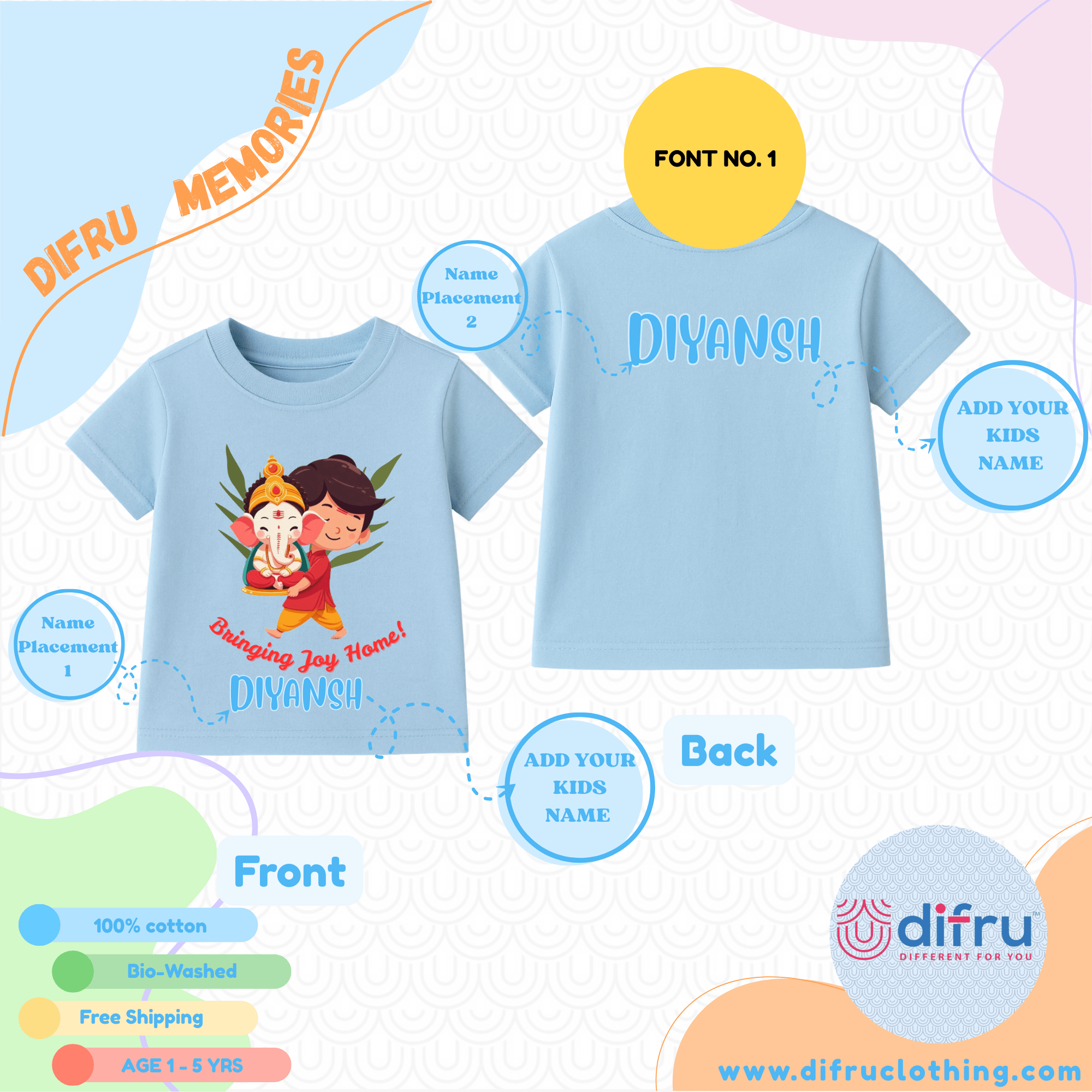 “Bringing Joy Home!” Kids Ganesha T-Shirt – Ganesh Chaturthi Special - Image 2
