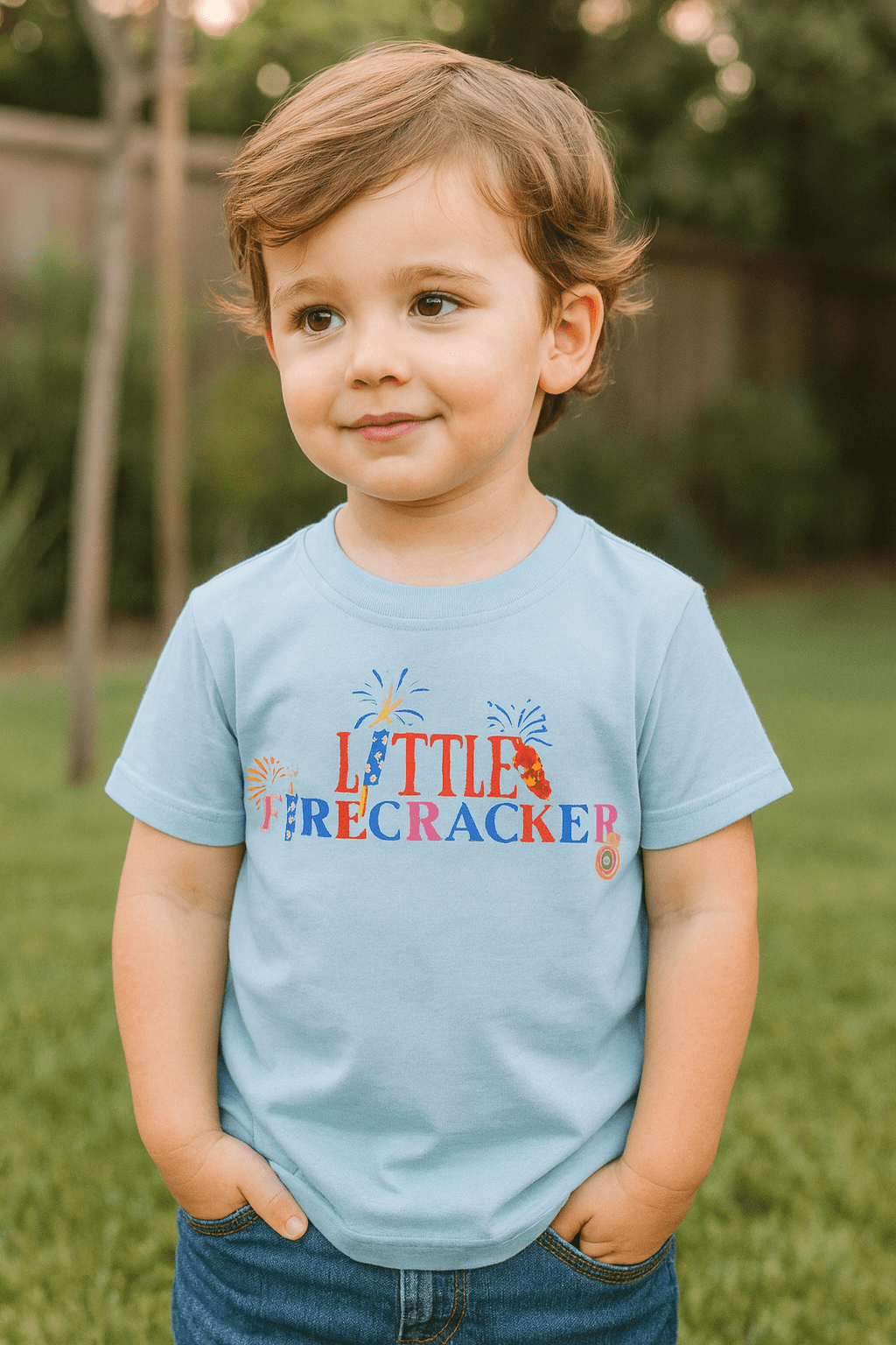 kids cotton t-shirt with Little Firecracker Kids Diwali T-Shirt design for kids by Difru Clothing everyday casual wear