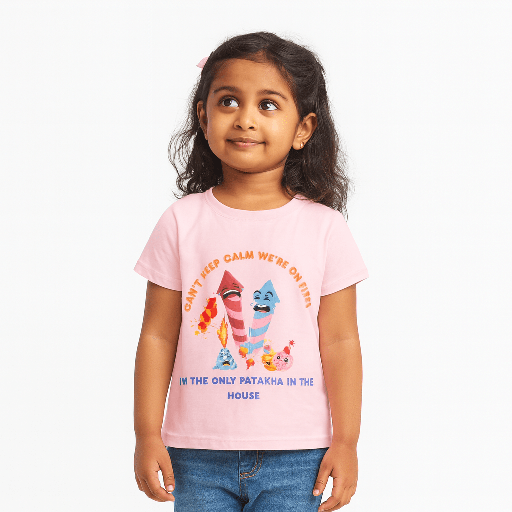 kids cotton t-shirt with Can't Keep Calm, I am the Only Patakha T-Shirt design for kids by Difru Clothing everyday casual wear