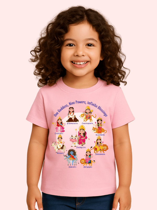 kids cotton t-shirt with Navdurga Kid's T-shirt design for kids by Difru Clothing everyday casual wear