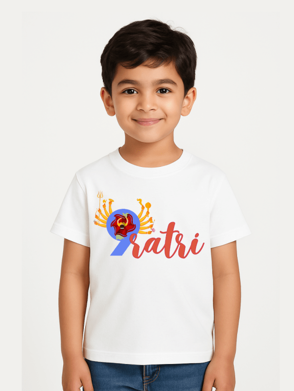 kids cotton t-shirt with Navratri Special T-shirt for Kids design for kids by Difru Clothing everyday casual wear
