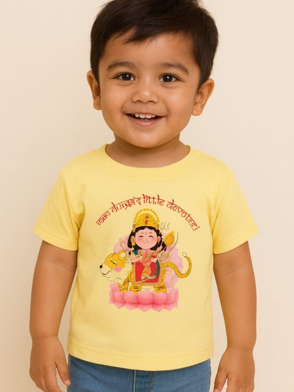 kids cotton t-shirt with Maa Durga Little Devotee Kids T-Shirt Special design for kids by Difru Clothing everyday casual wear