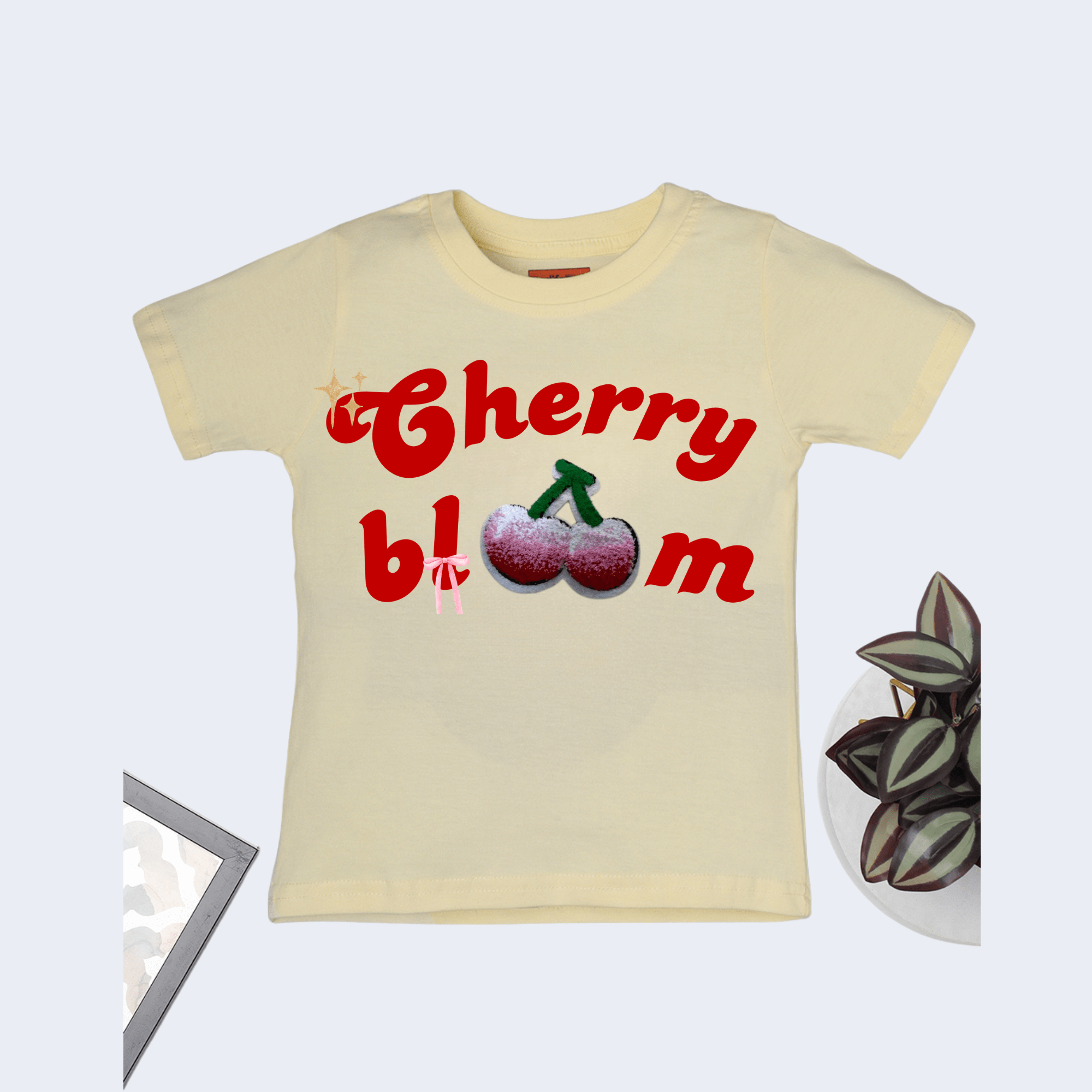 Cherry Bloom – Cute Glitter Cherry Kids T-Shirt - Image 2