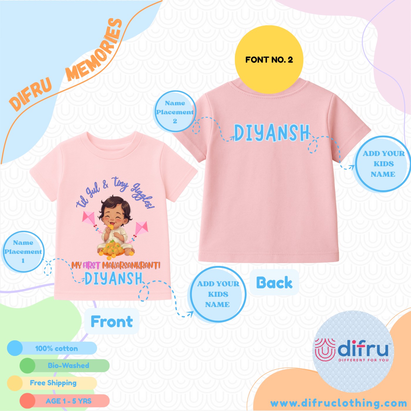 My First Kite Flight Baby T-shirt – Adorable Makar Sankranti Special Kids Romper - Image 9