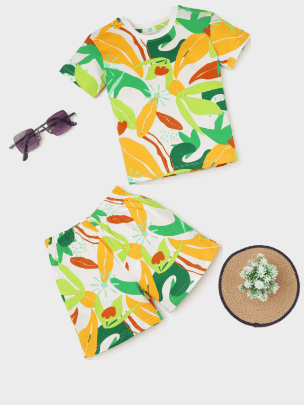 Tropical Theme Cotton Co-ord Set for Kids | Unisex Soft & Comfortable Outfit