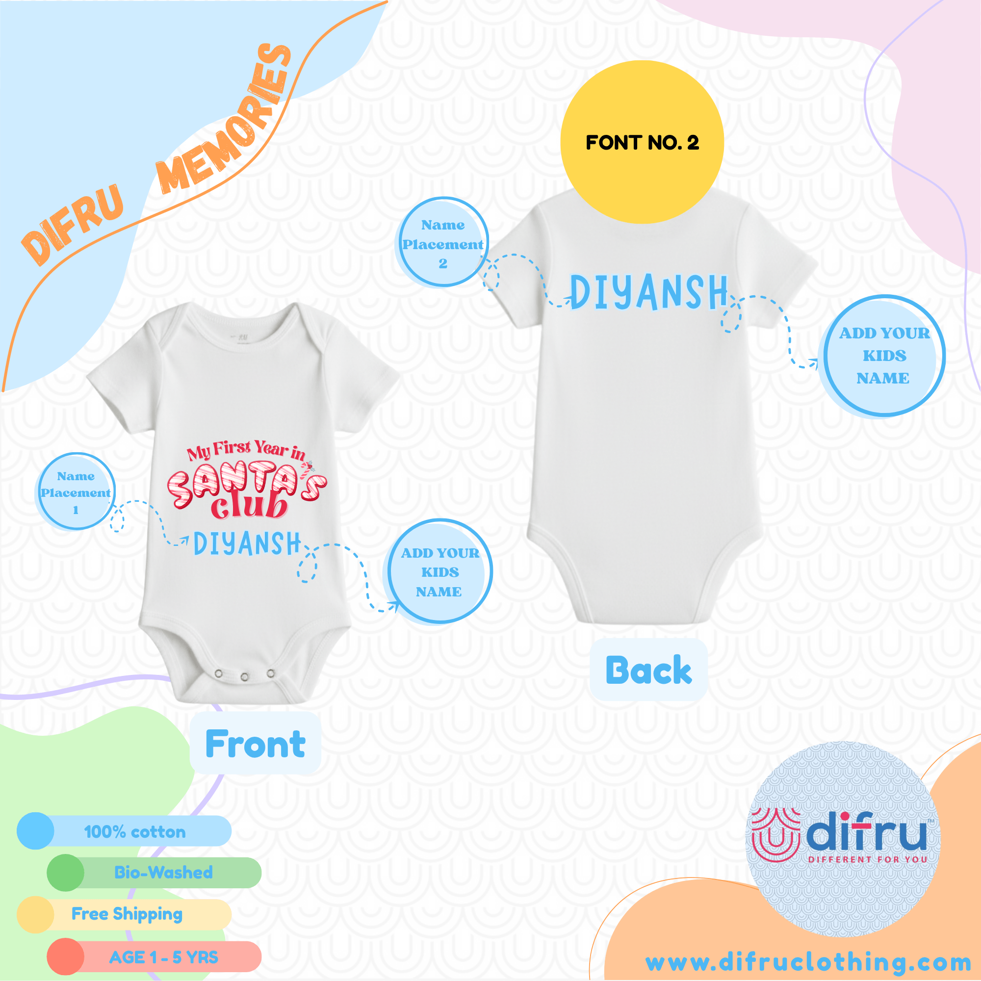 My First Year in Santa’s Club Baby Romper – Christmas Newborn Outfit - Image 8
