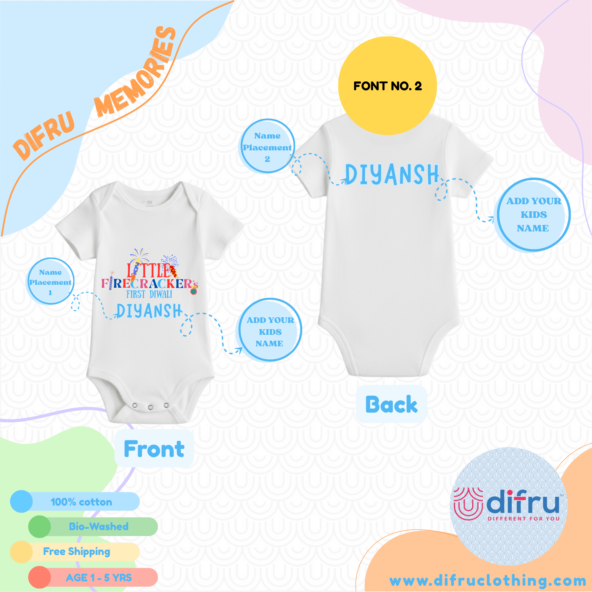 Little Firecracker First Diwali Romper – Festive Baby Outfit - Image 6