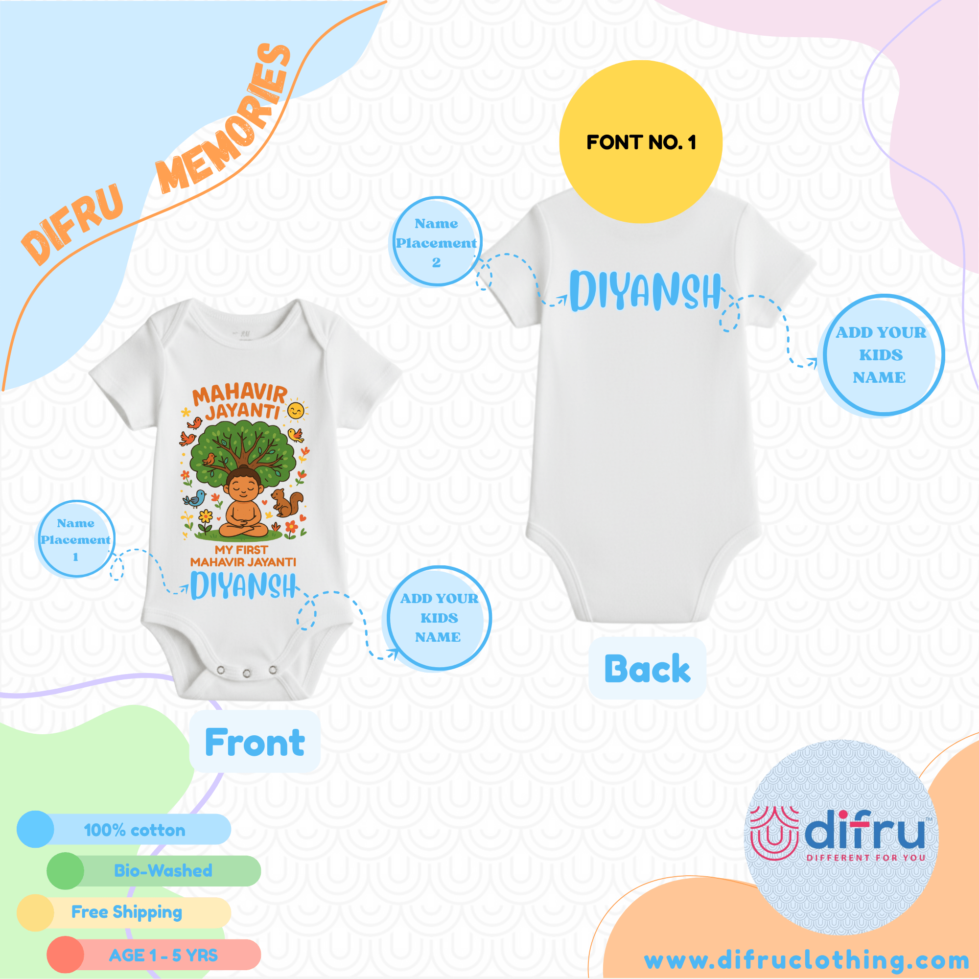 My First Mahavir Jayanti Baby Romper | Ahimsa Jain Festival Outfit - Image 6