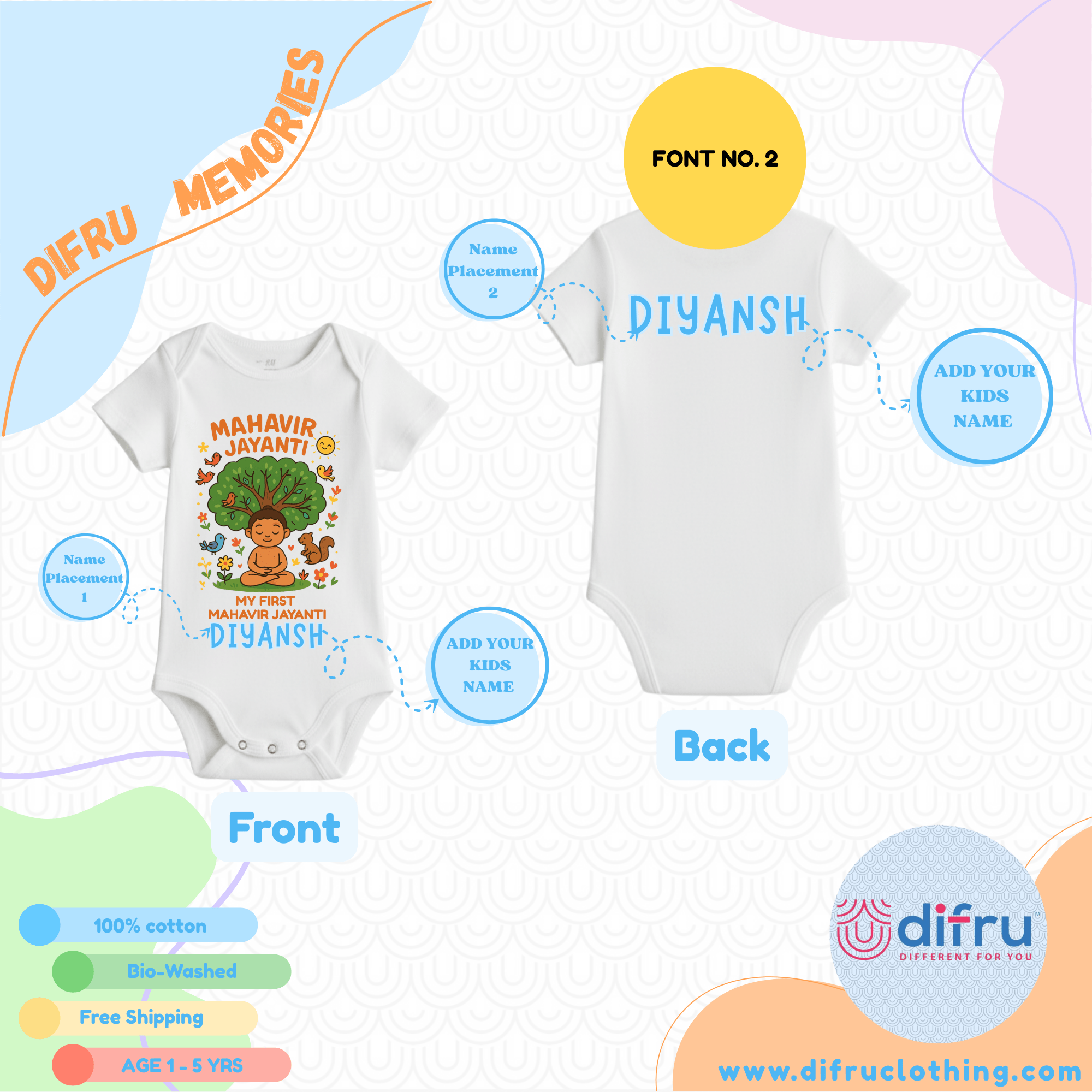 My First Mahavir Jayanti Baby Romper | Ahimsa Jain Festival Outfit - Image 7