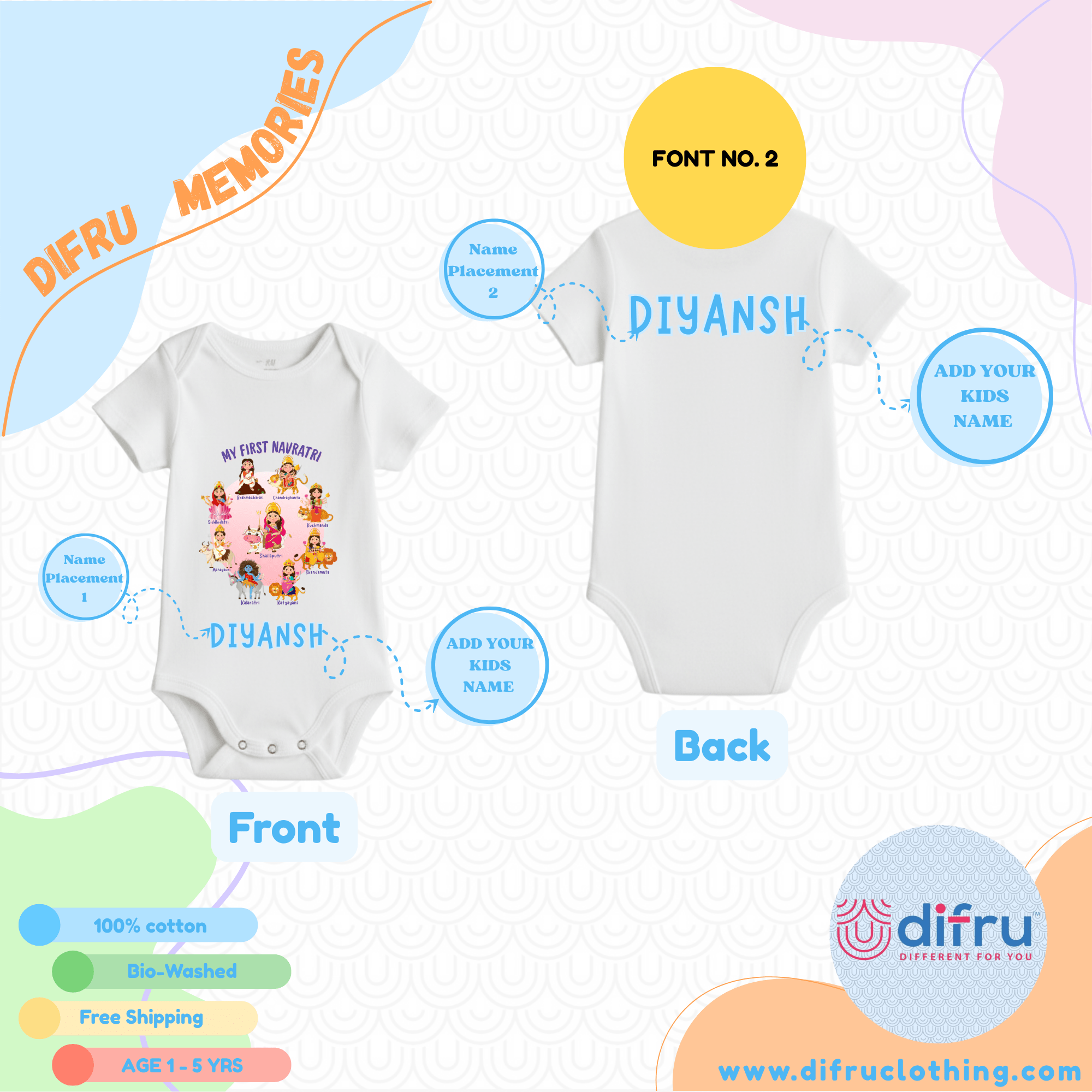 My First Navratri Baby Romper | Nav Durga Festival Outfit - Image 7