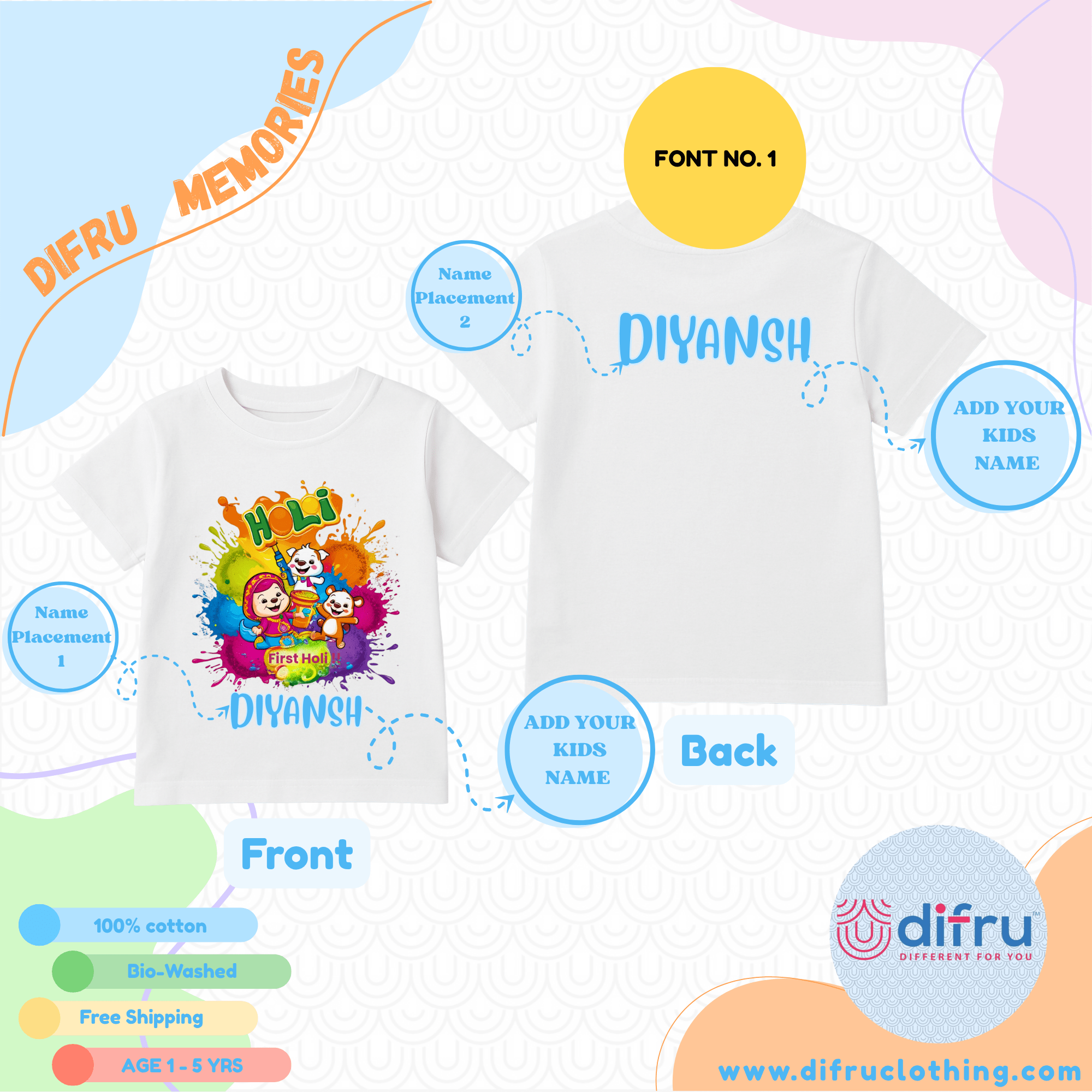 Baby’s First Holi Romper – Cute Color Splash Festival Bodysuit - Image 5