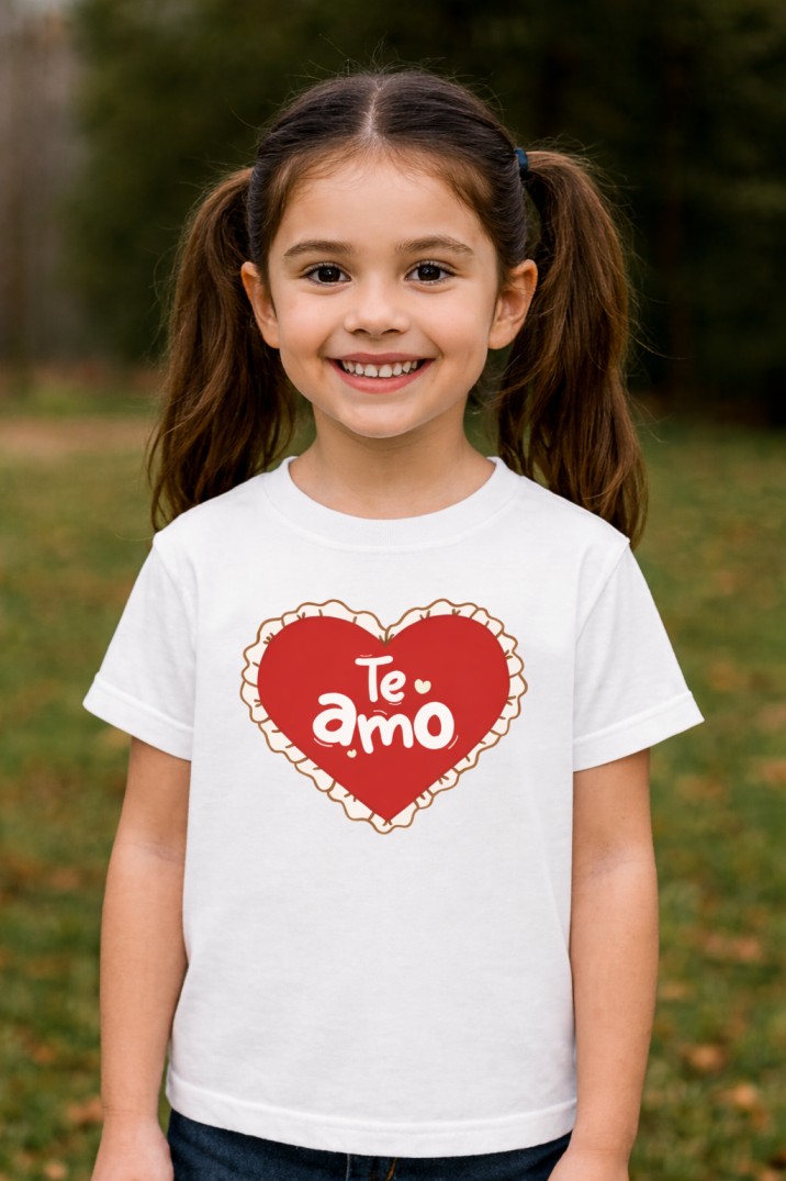 Te Amo Kids Valentine T-Shirt – Adorable Heart Love Print in Premium Cotton