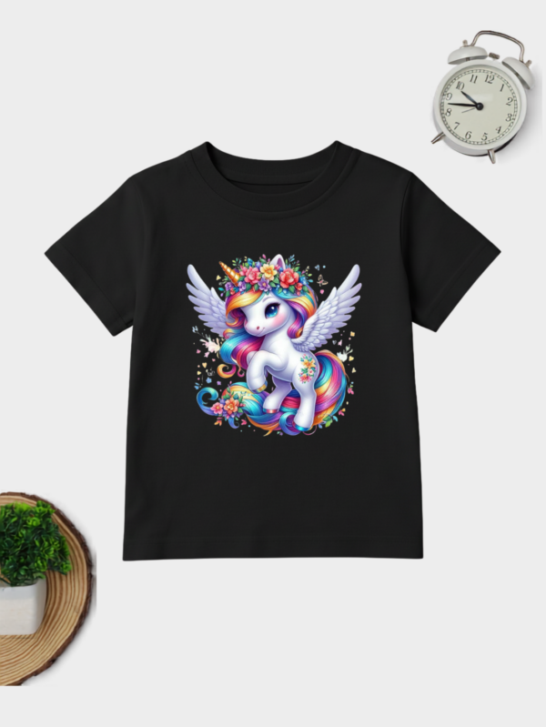 Whimsical fairy and unicorn graphic tee for boys and girls.