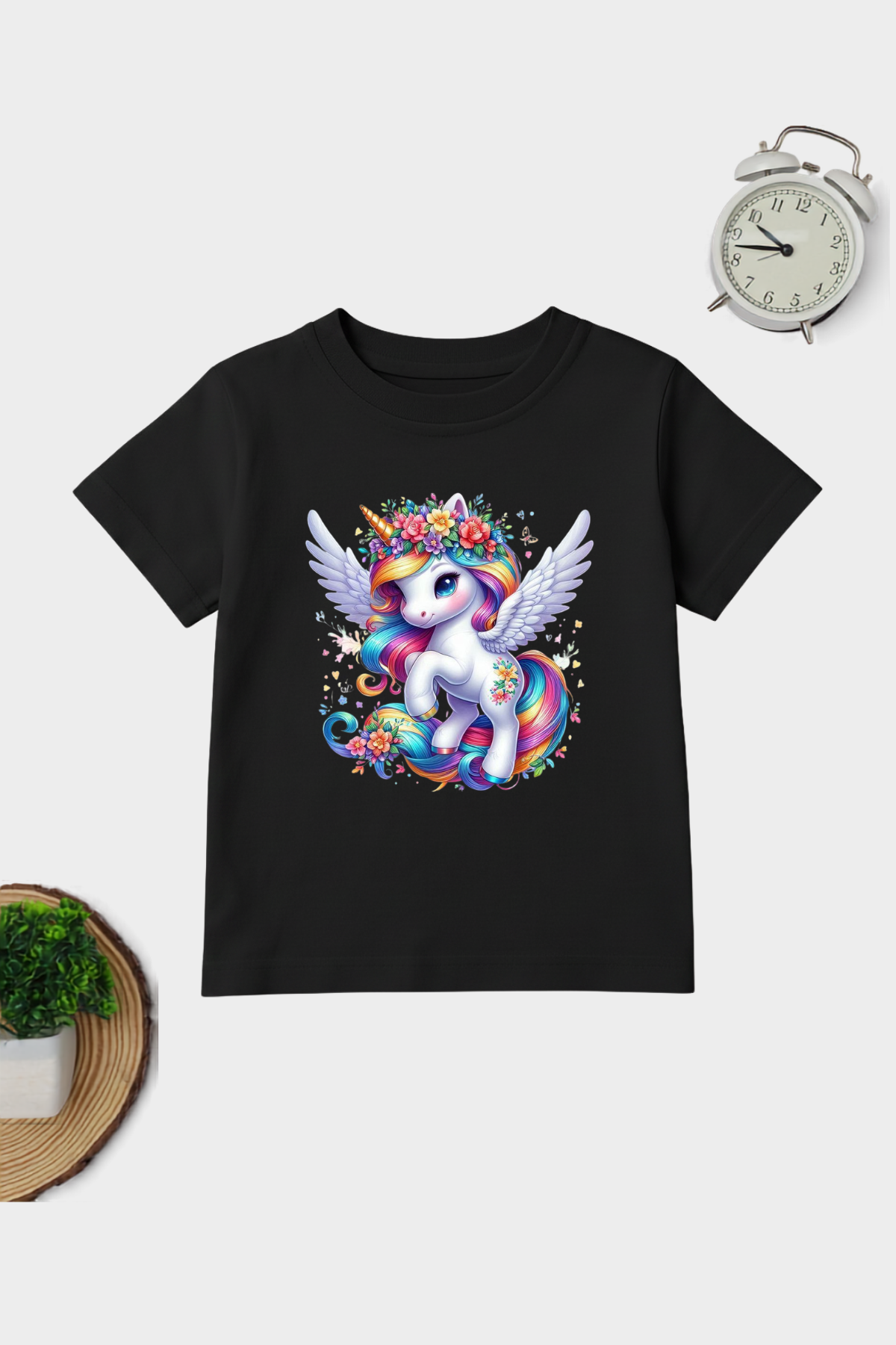 Whimsical fairy and unicorn graphic tee for boys and girls.