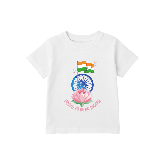 Lotus Pride – Proud to Be an Indian Kids Tee - Image 2